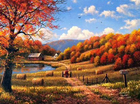 Love This Fall Scene Autumn Painting Autumn Art