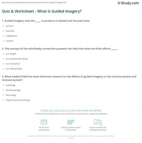 Quiz And Worksheet What Is Guided Imagery