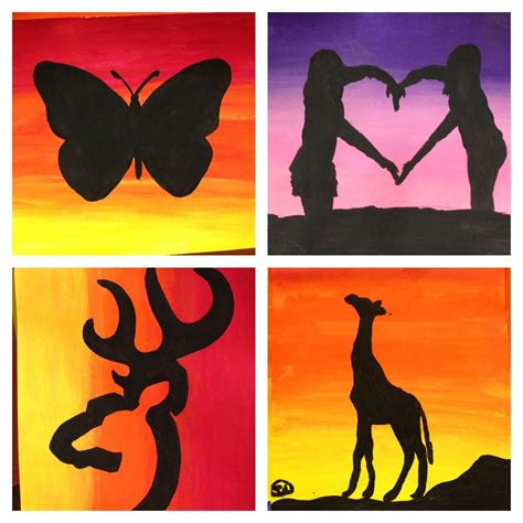 Silhouette Paintings Silhouette Painting Canvas Art Middle School