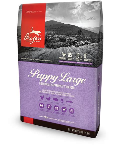 Protein and fat content may be too much for less energetic puppies. High-Protein Large-Breed Puppy Dog Food | ORIJEN