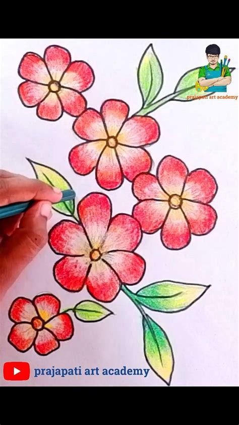 How To Draw Easy Flower Drawing With Crayons Step By Step For Beginners