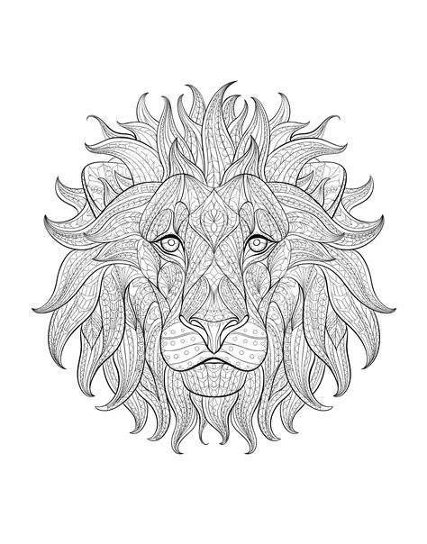 Cut out the lion's face from the template page. Lion head 3 - Lions Adult Coloring Pages