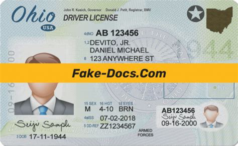 Ohio Driver License Psd Template Fake Docs