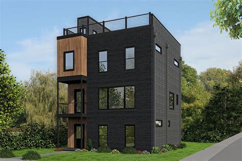 Plan 68551vr Narrow Contemporary 3 Story House Plan With 4th Floor