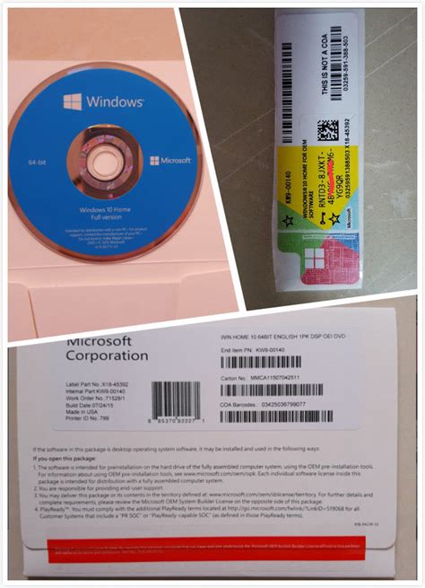 Original Microsoft Windows 10 Pro Software Coa Sticker Systerm Win10