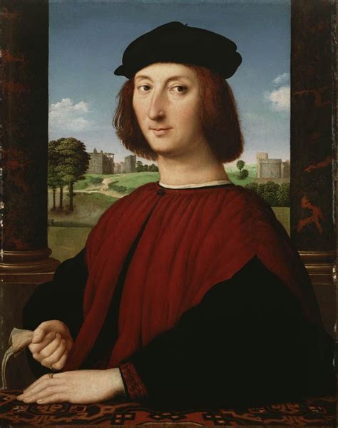 Portrait Of A Young Man In Red Circle Of Raphael Raffaello Sanzio