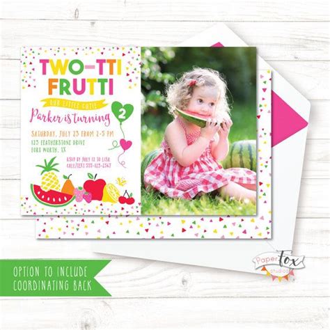 Two Tti Frutti Birthday Invitation Or Tutti Frutti Birthday Etsy