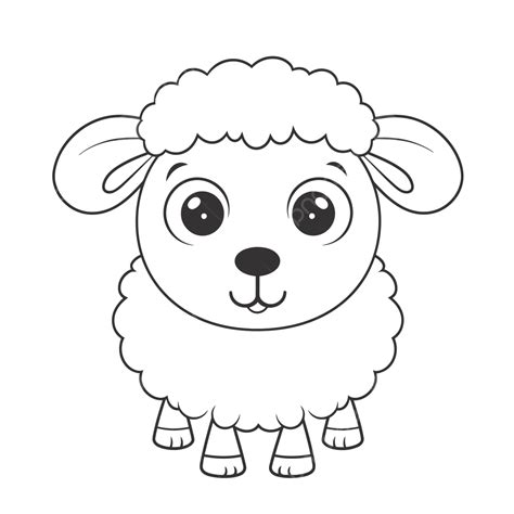 Cute Sheep Coloring Page Free Vector Illustration Outline Sketch