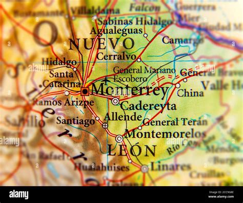 Geographic Map Of Monterrey Stock Photo Alamy