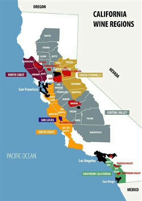 The California Wine Regions Are Shown In This Map With Each Region