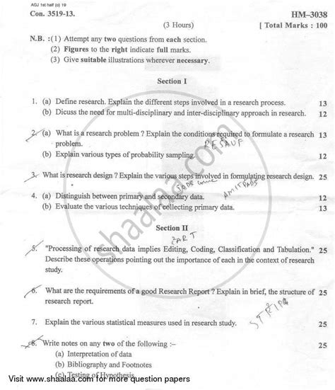 The question paper has five questions of 14 marks each. Research Methodology 2012-2013 M.Com Business Management ...