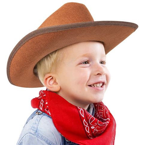 Buy Junior Brown Cowboy Hat With Red Bandana Set Kids Western Wear