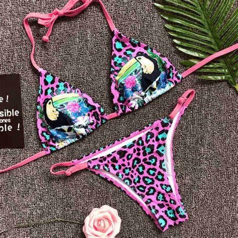 2018 sexy printed brazilian bikini string swimsuit female swimwear women bikini set bathing suit