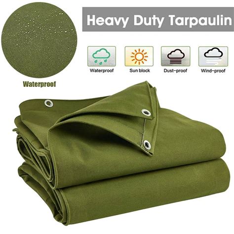 2x3m Waterproof Canvas Tarp Heavy Duty Tarpaulin Camping Dustproof Cov