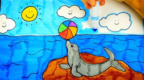 Add a nose and mouth inside. How To Draw A Sea Lion | Sea Lion Drawing For Kids! - YouTube