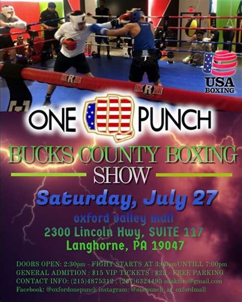 Bucks County Boxing Show Onepunch Oxford Valley Mall Langhorne July