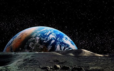 Planet Horizon Landscape Earth Moon Space Wallpaper 175632