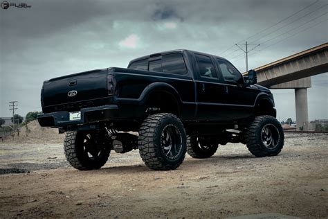 Blacked Out Ford F350 Super Duty Sitting On Huge Fuel Off Road Wheels