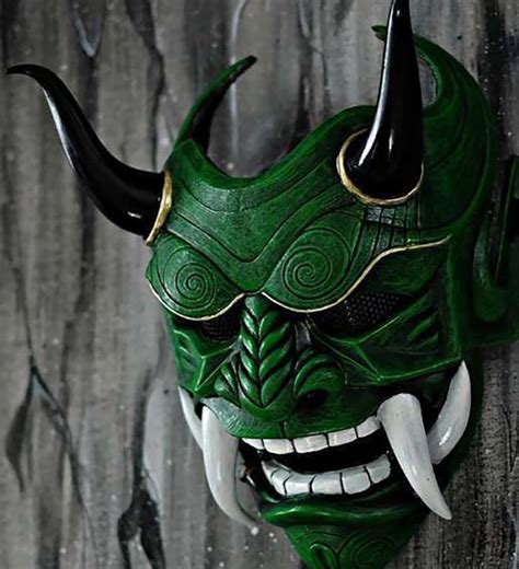 Japanese Hannya Demon Mask Ghost Oni Samurai Noh Kabuki Red Prajna