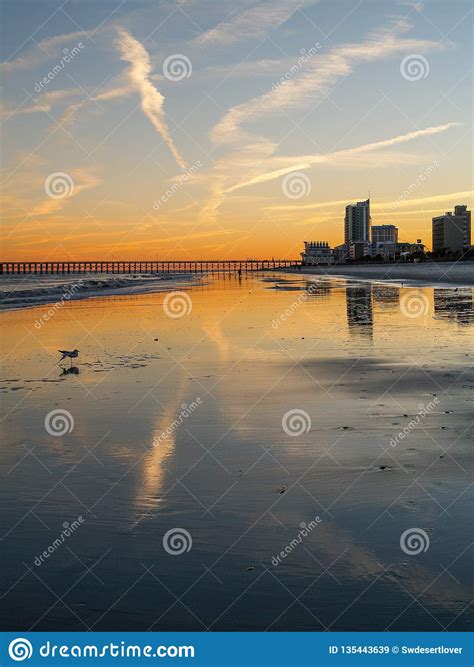Sunset Over Myrtle Beach Stock Image Image Of Tourism 135443639