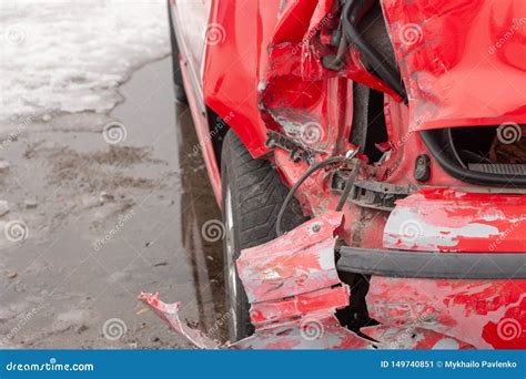Car Has Dented Rear Bumper Damaged After Accident Stock Image Image