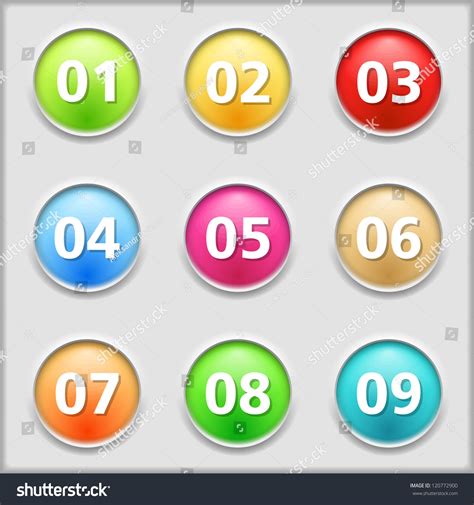 Set Of Round Buttons With Numbers Vector Eps10 Illustration
