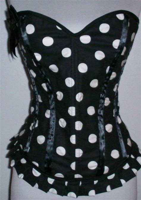 Black And White Polka Dot Corset Bustier Made To By Gigidevlin 70 00