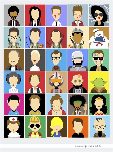 30 Famous Film Characters Vector Download