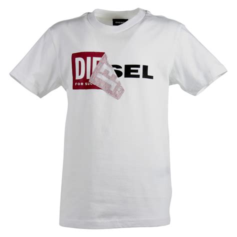 Diesel Diesel White Double Logo Cotton Jersey T Shirt Bianco