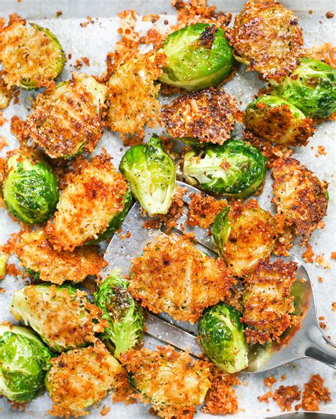 Crispy Parmesan Roasted Brussels Sprouts Mess In The Kitchen