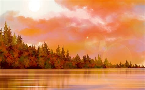 Download Wallpaper 3840x2400 Spruce Lake Forest Trees Art 4k Ultra