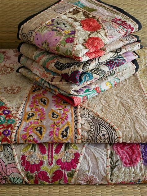 Bettuberwurf patchwork wendedesign 170 x 210 cm : SET Indien Patchwork Tagesdecke Bettüberwurf vintage Sari ...