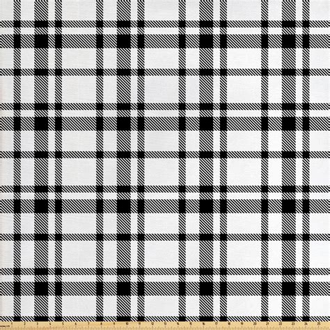 Plaid Fabric By The Yard Black And White Tartan Pattern Graphic Grid