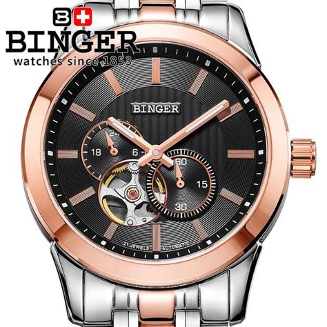 Switzerland Watches Men Luxury Brand Wristwatches Binger 18k Gold