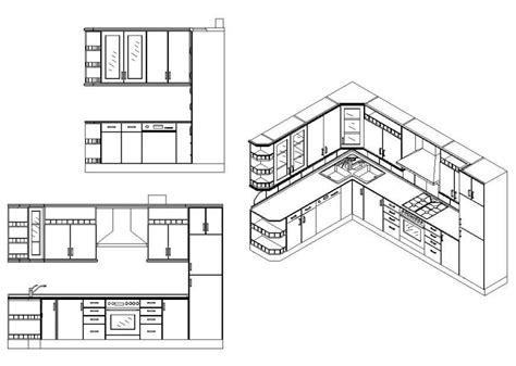 Kitchen Structure Detail 2d View Cad Constructive Block Layout File In