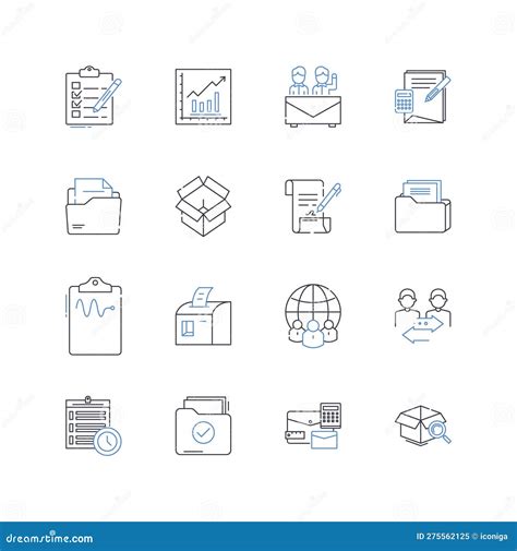Paper Organization Line Icons Collection Filing Sorting Categorizing