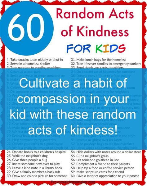 60 Random Acts Of Kindness For Kids Kindness For Kids Random Acts Of