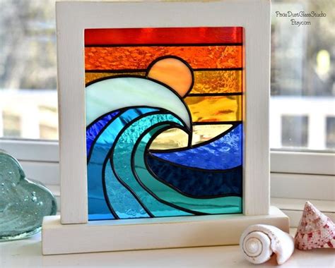 Glass Wave Art Hand Painted Glass Colourful Painting Glass Screen Fused Glass Wave Multi