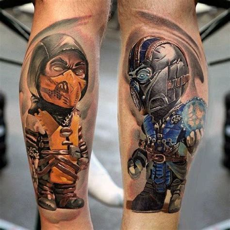 Back Of Leg Calves Mortal Kombat Tattoo On Male Mortal Kombat Tattoo Mortal Kombat Gif Mortal