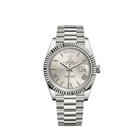 Rolex Day Date 40 Silver Dial 18k White Gold 40 Mm 228239 0006
