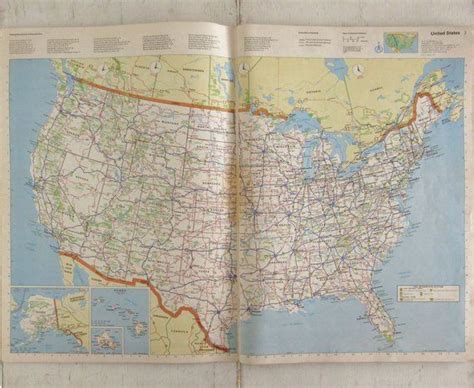 Us Road Atlas 1980s Large Road Map Book Allstate Vintage Maps With