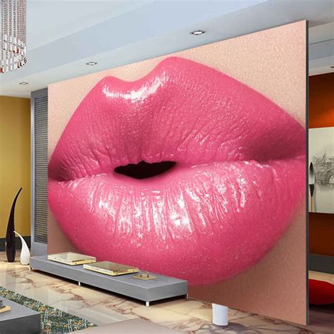 Sexy Pink Lips Wallpaper Custom 3d Wall Murals French Kiss Photo