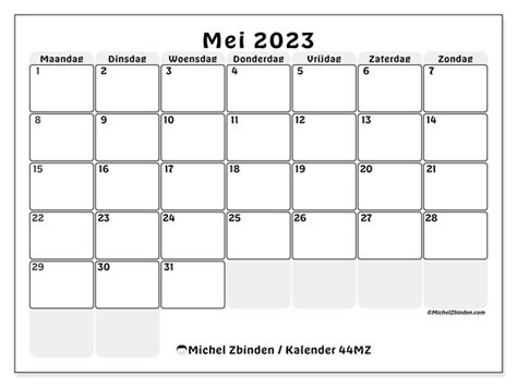 Kalender Mei 2023 Om Af Te Drukken “45mz” Michel Zbinden Nl