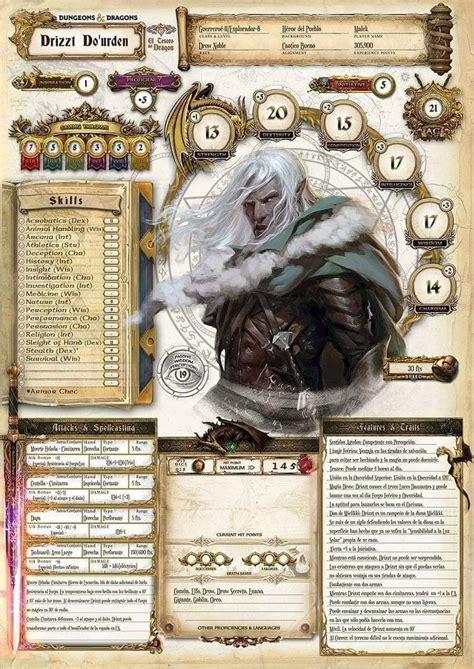 Dnd Character Sheet Personagens Dungeons And Dragons Ficha Rpg Dandd Rpg