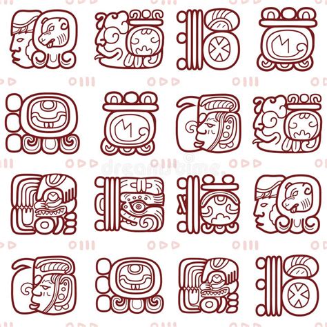 Maya Glyphs Mayan Writing System Vector Seamless Pattern Tribal Art