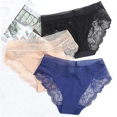 3pcslot Womens Luxury Panties Breathable Lace Sexy Panty Briefs Low