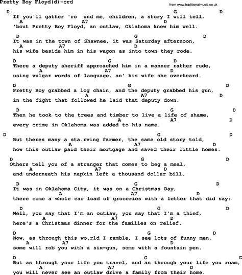 Woody Guthrie Song Pretty Boy Floydd Lyrics And Chords