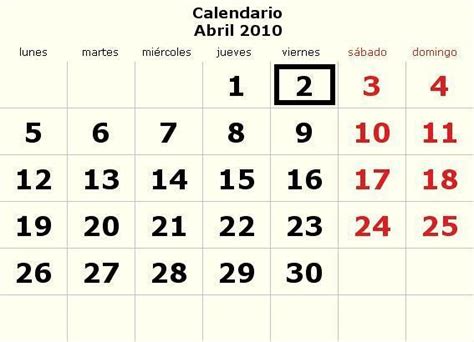 us 666: calendario 2011 abril