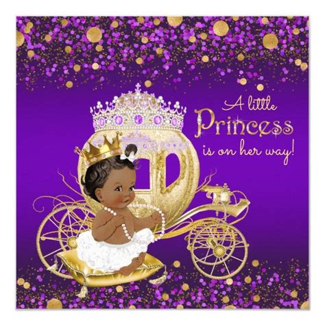 African American Princess Purple Gold Baby Shower Invitation Zazzle