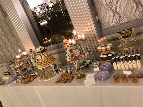 Elegant gold dessert table in 2020 | Bridal shower desserts table, Gold